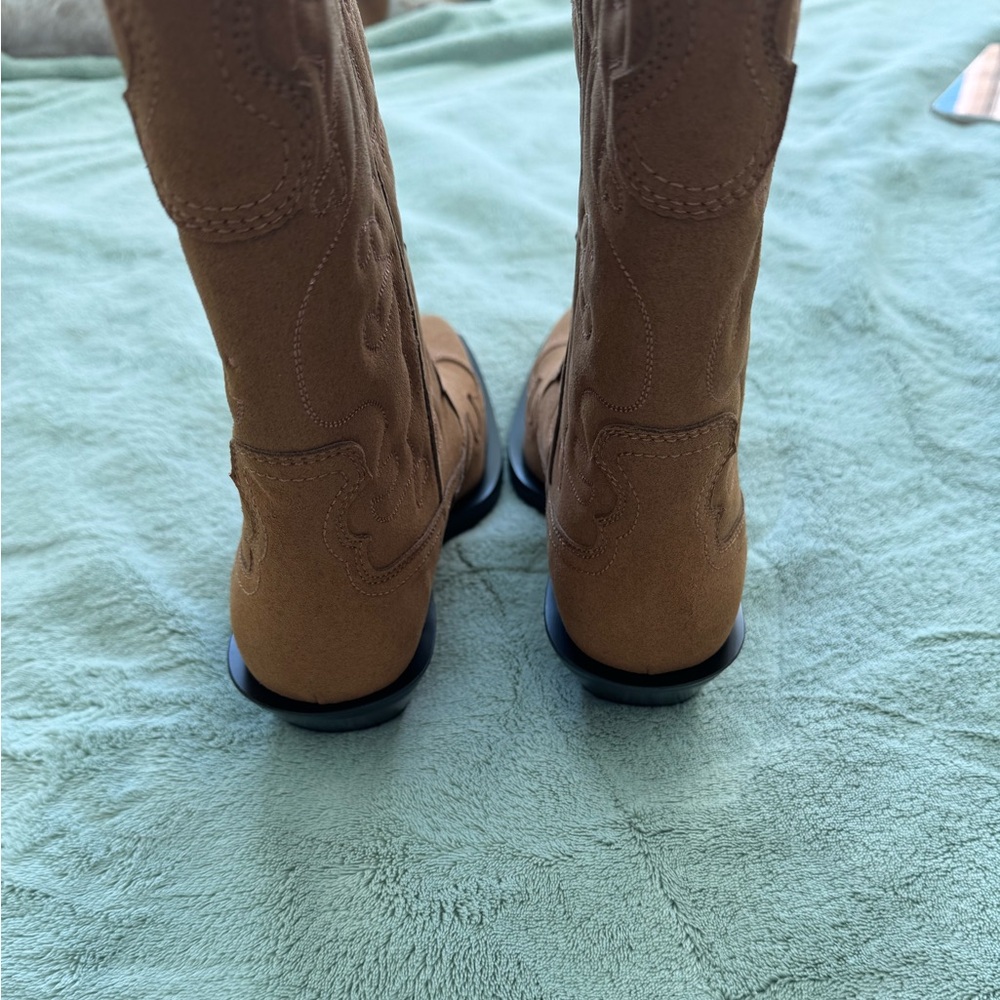 GANNI Mid Shaft Embroidered Western Boots Tobacco Brown EU 40 - Picture 5 of 8